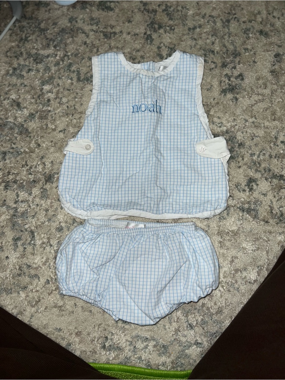 Personalized Light Blue Plaid Diaper Cover Set - Noah